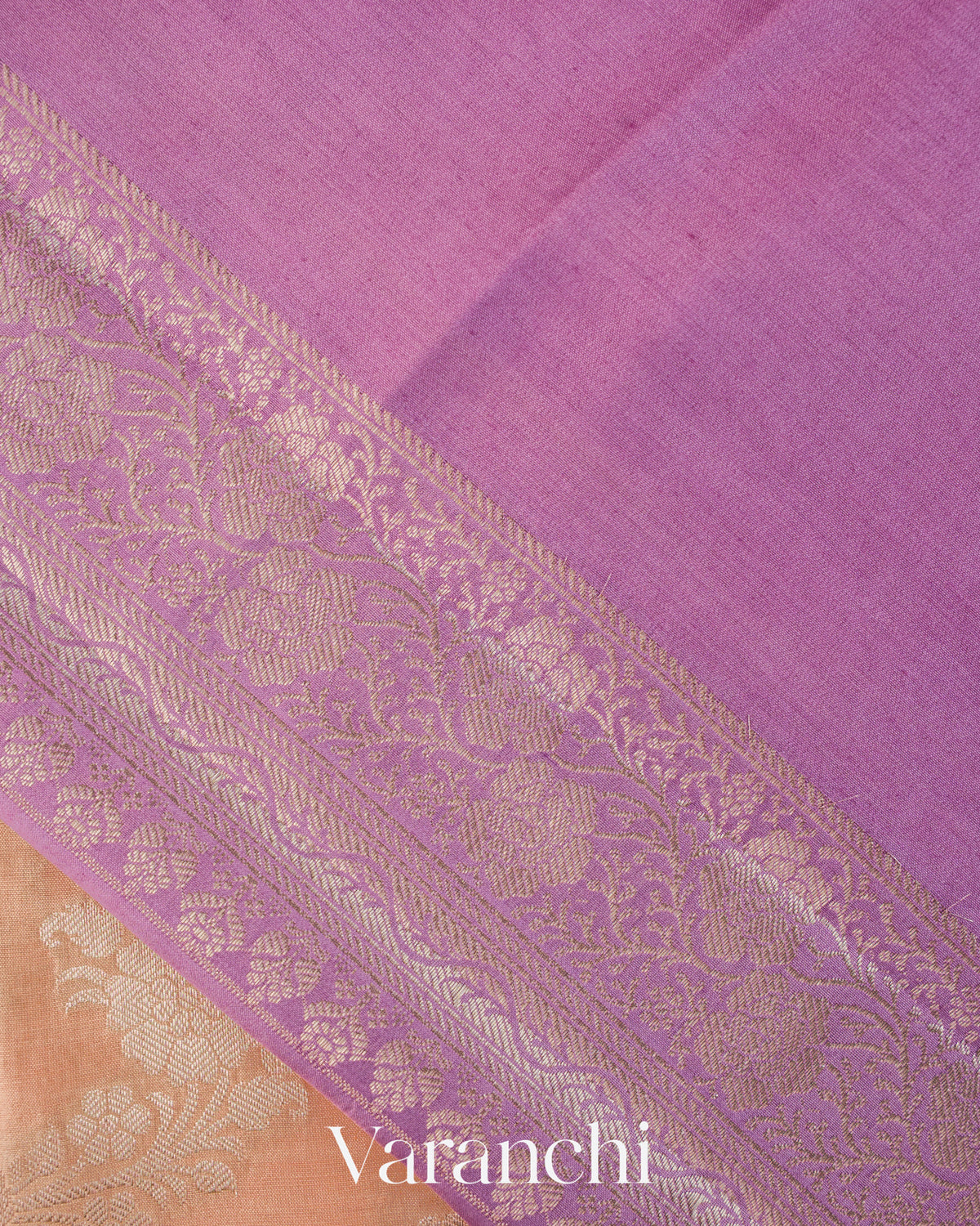 Peach Lehariya Pure Chiniya Silk Saree