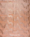 Peach Lehariya Pure Chiniya Silk Saree