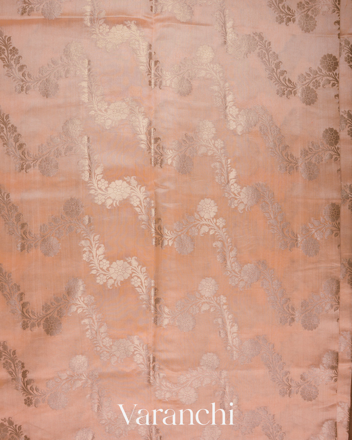 Peach Lehariya Pure Chiniya Silk Saree