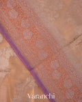 Peach Lehariya Pure Chiniya Silk Saree
