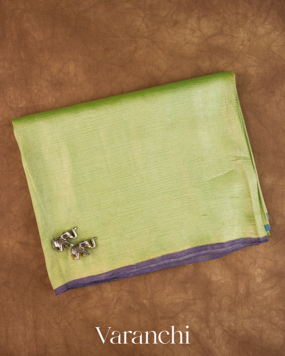 Lime Green Pure Moonga Georgette Tissue Silk Saree