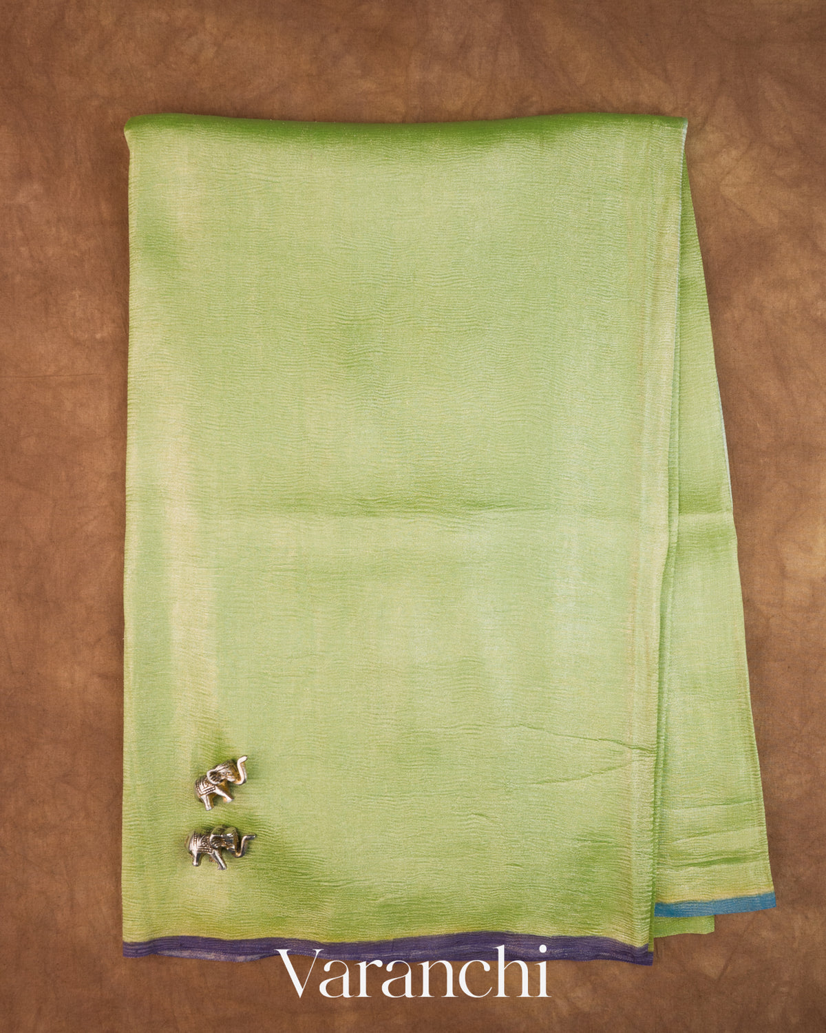 Lime Green Pure Moonga Georgette Tissue Silk Saree