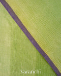 Lime Green Pure Georgette Tissue Moonga Silk Saree