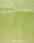 Lime Green Pure Georgette Tissue Moonga Silk Saree