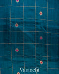 Royal Blue Checkered Pure Raw Silk Handloom Saree