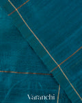 Royal Blue Checkered Pure Raw Silk Handloom Saree