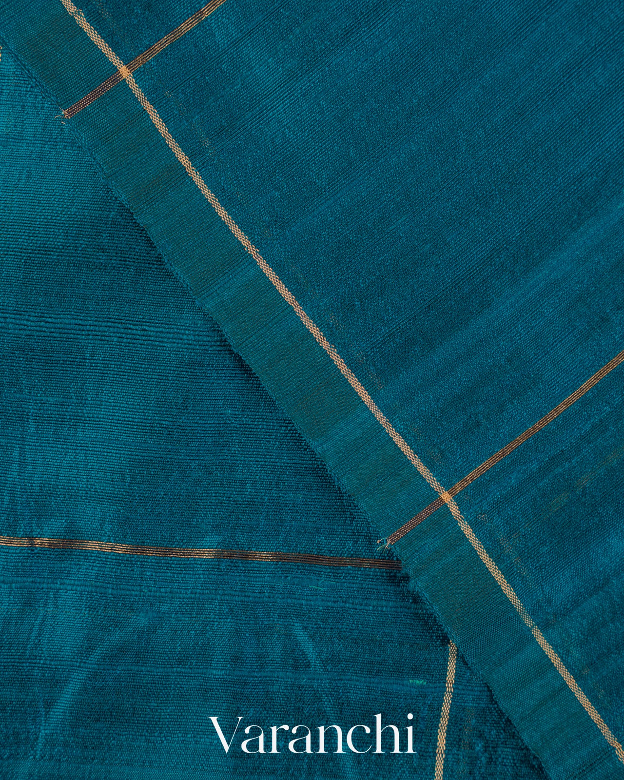 Royal Blue Checkered Pure Raw Silk Handloom Saree