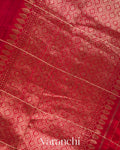 Chilly Red Checkered Butta Pure Raw Silk Handloom Saree