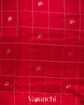 Chilly Red Checkered Butta Pure Raw Silk Handloom Saree