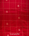 Crimson Red Checkered Pure Raw Silk Handloom Saree