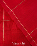 Crimson Red Checkered Pure Raw Silk Handloom Saree