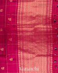 Rani Pink Checkered Pure Raw Silk Handloom Saree