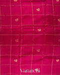 Rani Pink Checkered Pure Raw Silk Handloom Saree