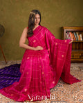 Rani Pink Checkered Pure Raw Silk Handloom Saree