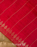 Beige Checkered Pure Raw Silk Handloom Saree