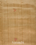 Beige Checkered Pure Raw Silk Handloom Saree