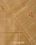 Beige Checkered Pure Raw Silk Handloom Saree