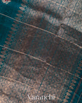 Navy Blue Checkered Pure Raw Silk Handloom Saree