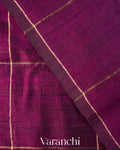Wine Purple Checks Pure Raw Silk Handloom Saree