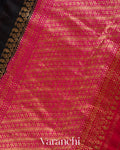 Jet Black Pure Raw Silk Handloom Saree