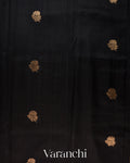 Jet Black Pure Raw Silk Handloom Saree