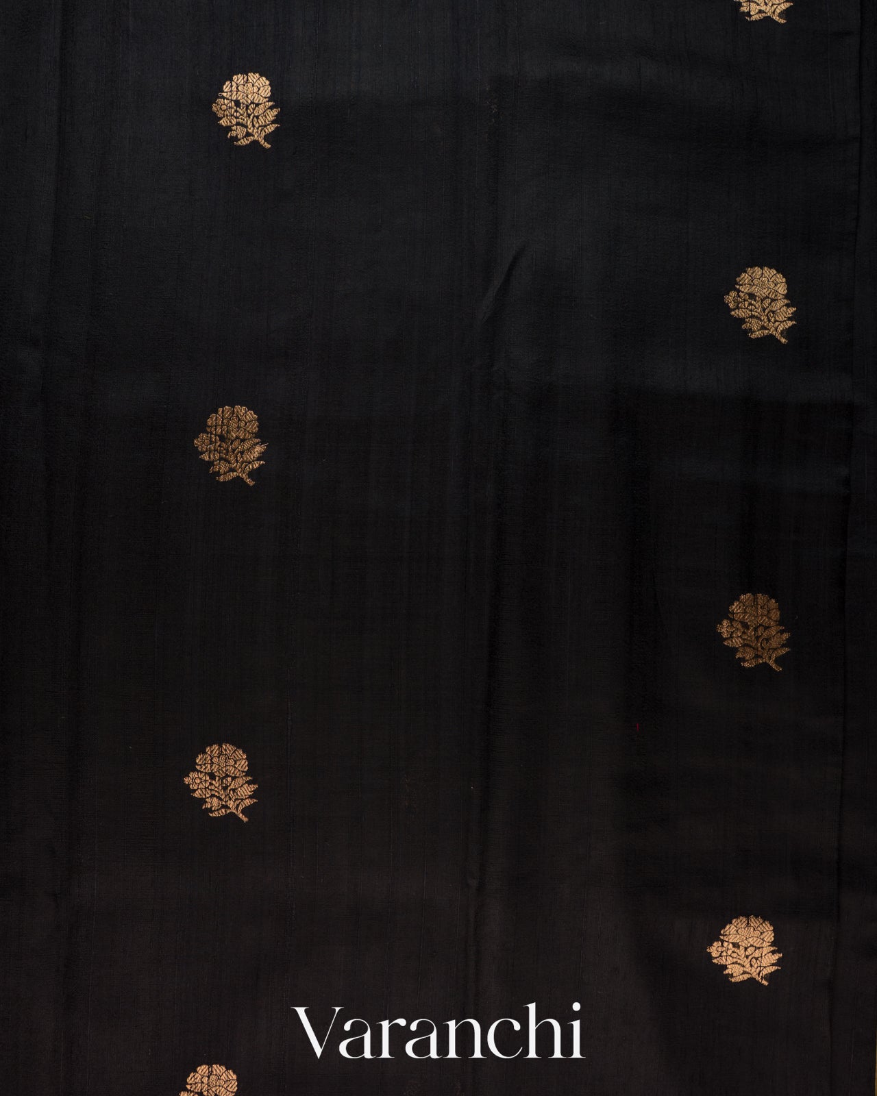Jet Black Pure Raw Silk Handloom Saree