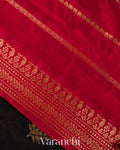 Jet Black Pure Raw Silk Handloom Saree