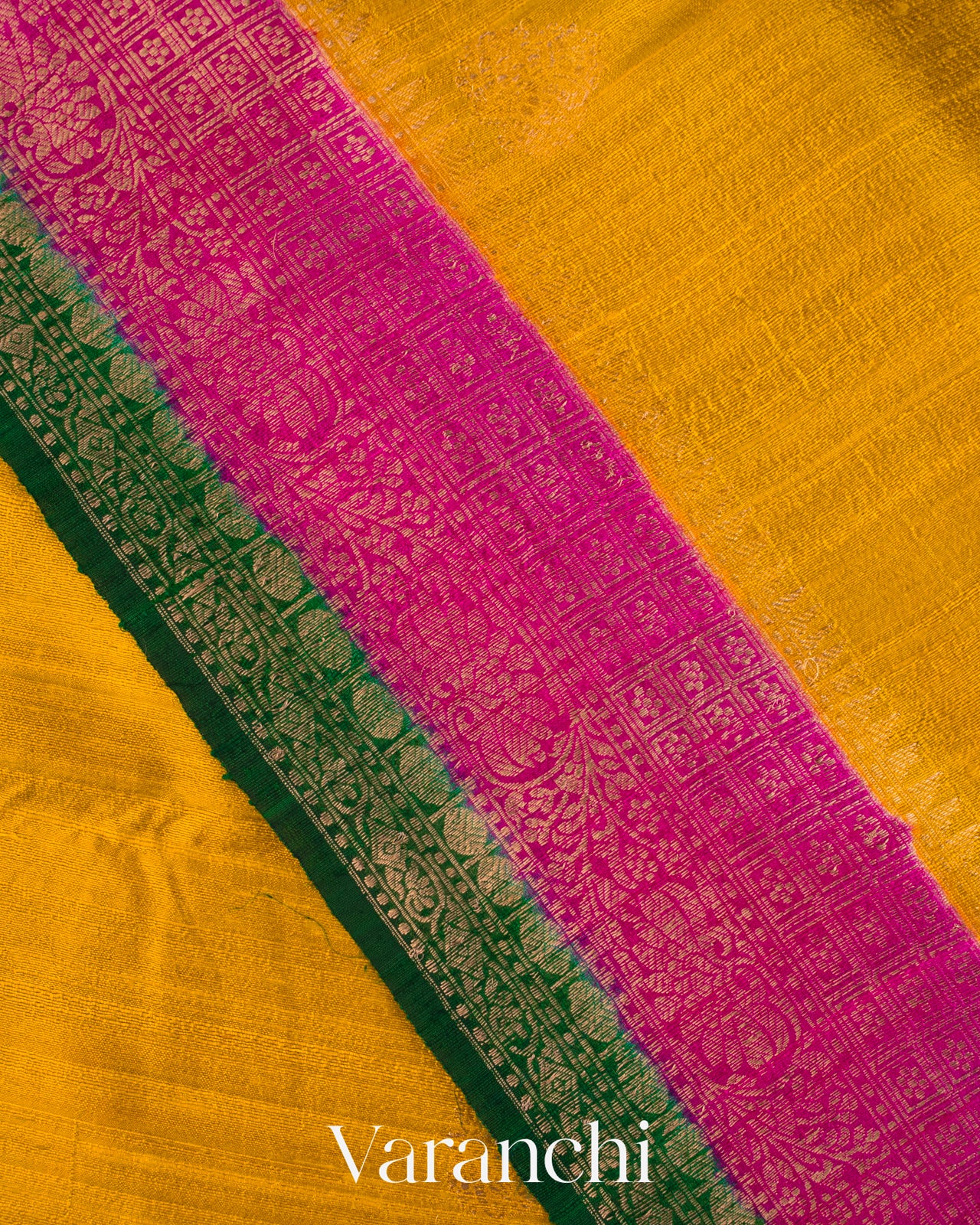 Mustard Yellow Pure Raw Silk Handloom Saree