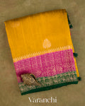 Mustard Yellow Pure Raw Silk Handloom Saree