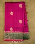 Magenta Pure Raw Silk Handloom Saree