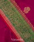 Magenta Pure Raw Silk Handloom Saree