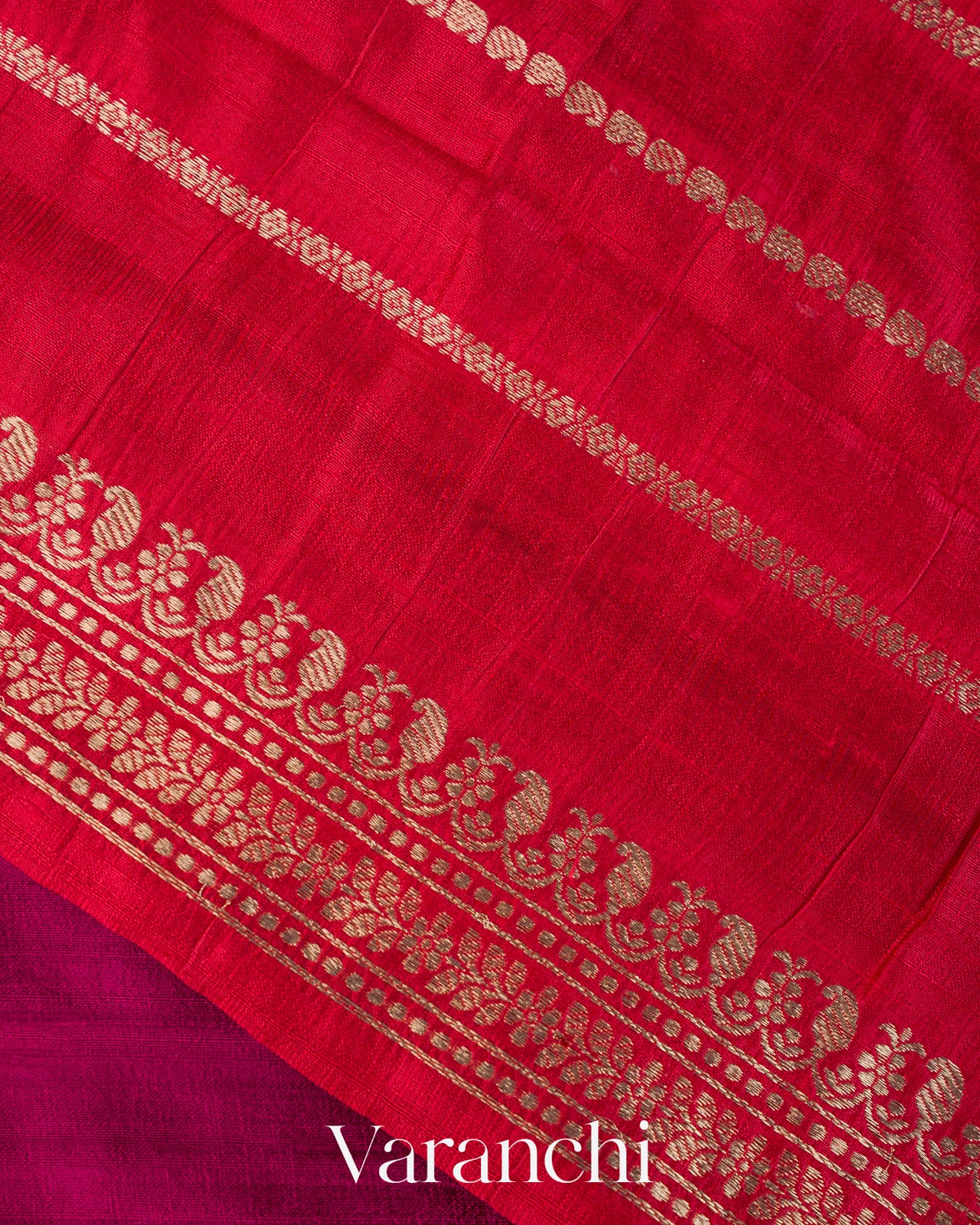 Magenta Pure Raw Silk Handloom Saree