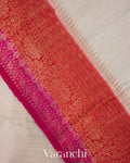Off White Pure Raw Silk Handloom Saree