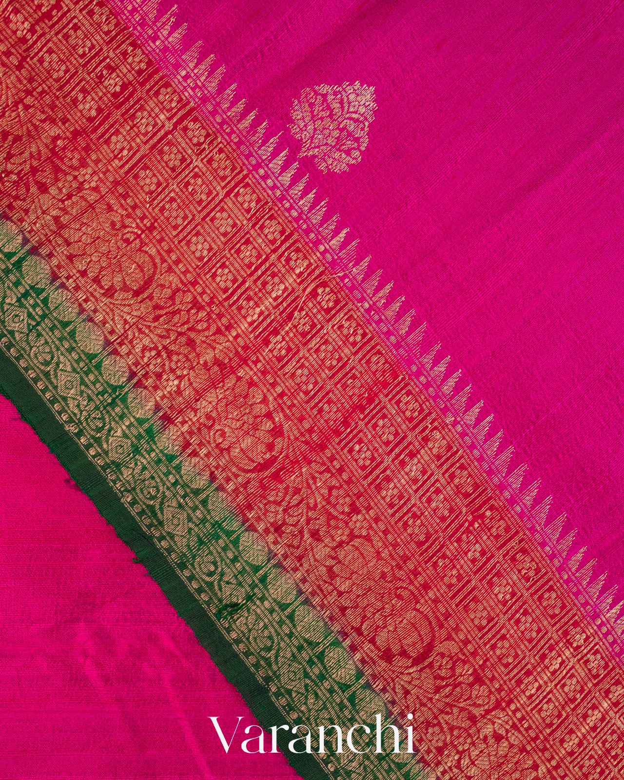 Rani Pink Pure Raw Silk Handloom Saree