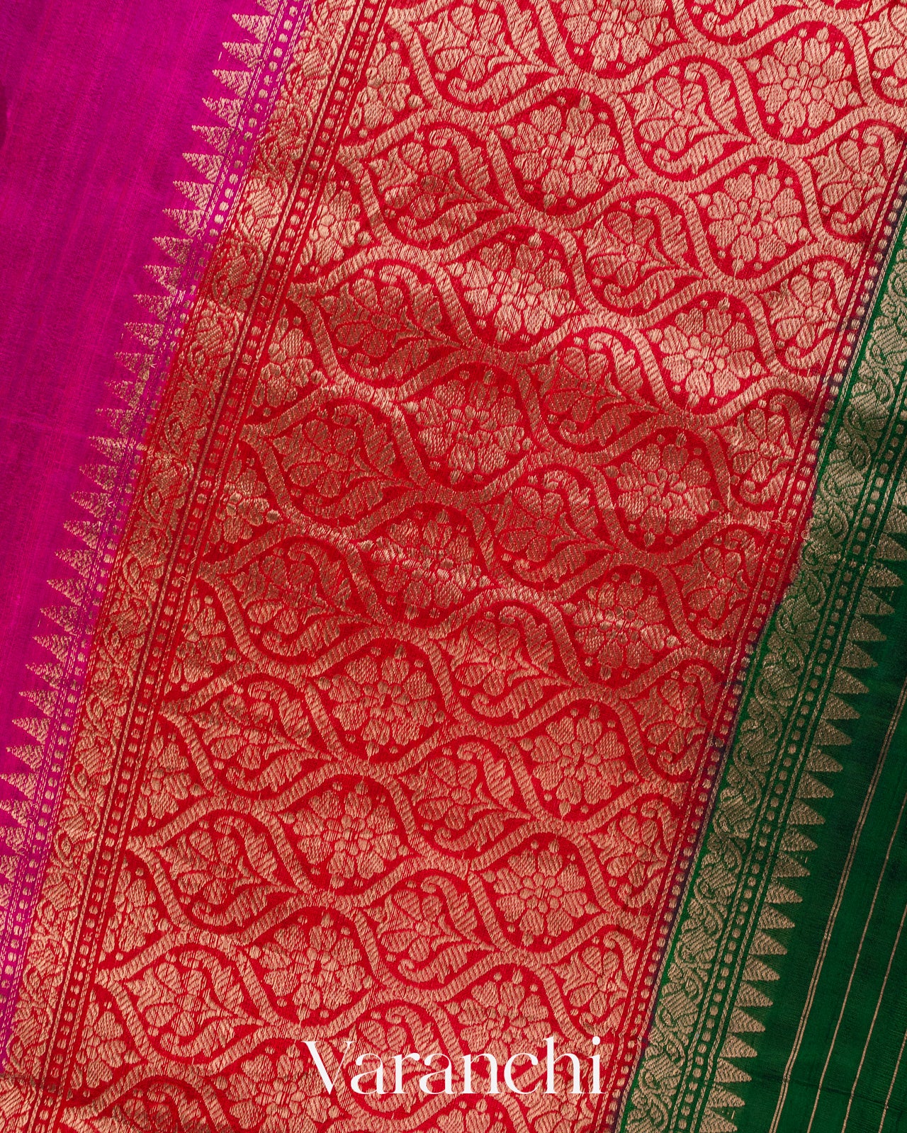 Rani Pink Pure Raw Silk Handloom Saree