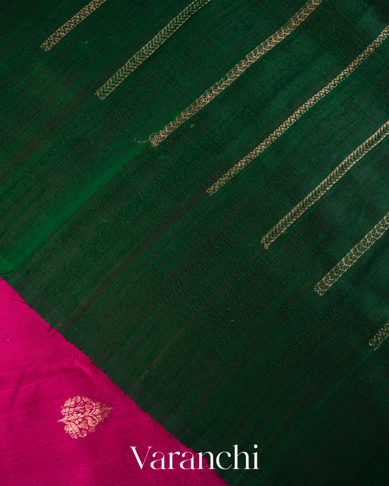 Rani Pink Pure Raw Silk Handloom Saree