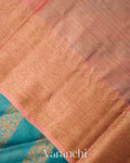 Teal Blue Lehariya Pure Tussar Silk Saree