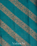 Teal Blue Lehariya Pure Tussar Silk Saree