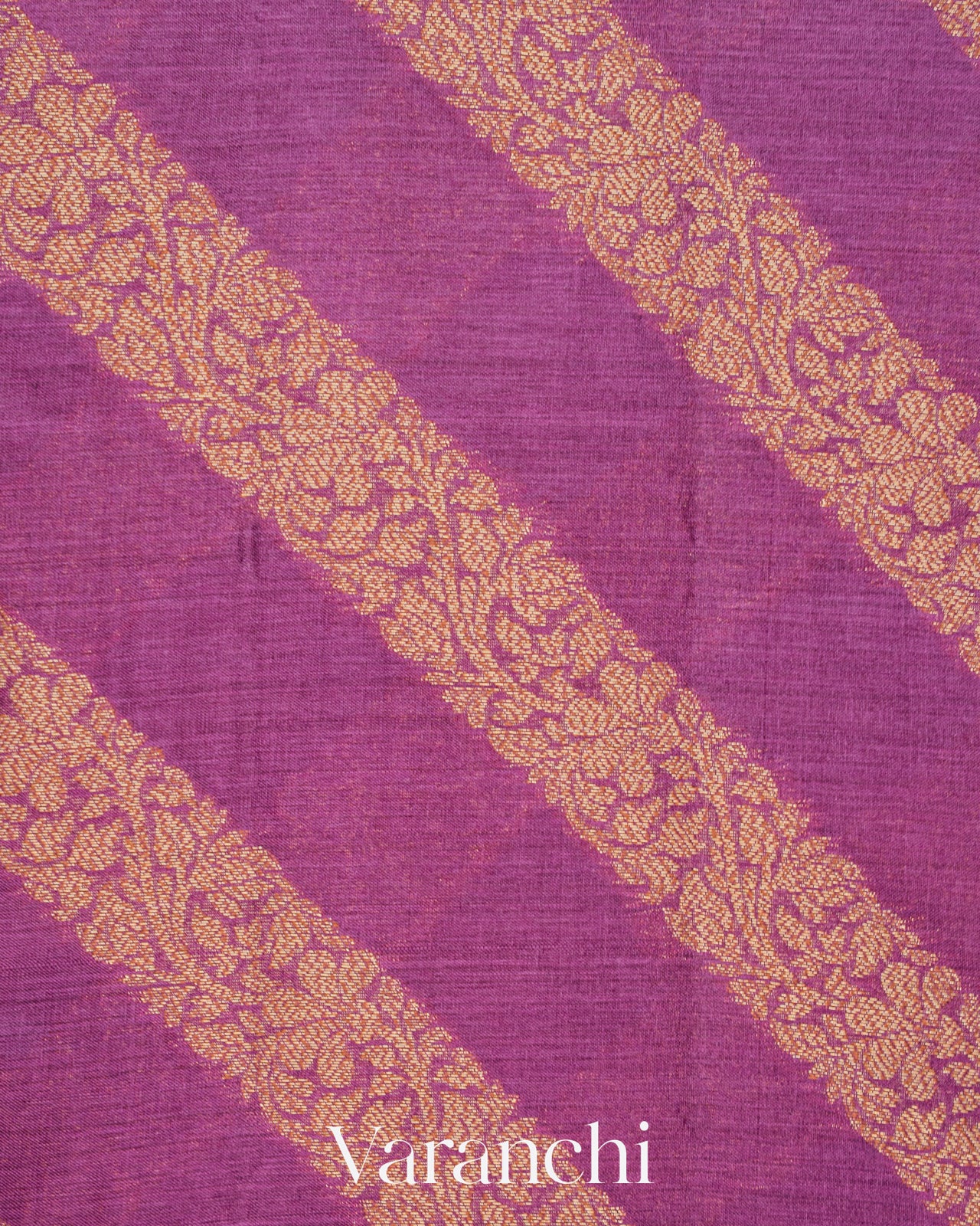 Purple Lehariya Pure Tussar Silk Saree