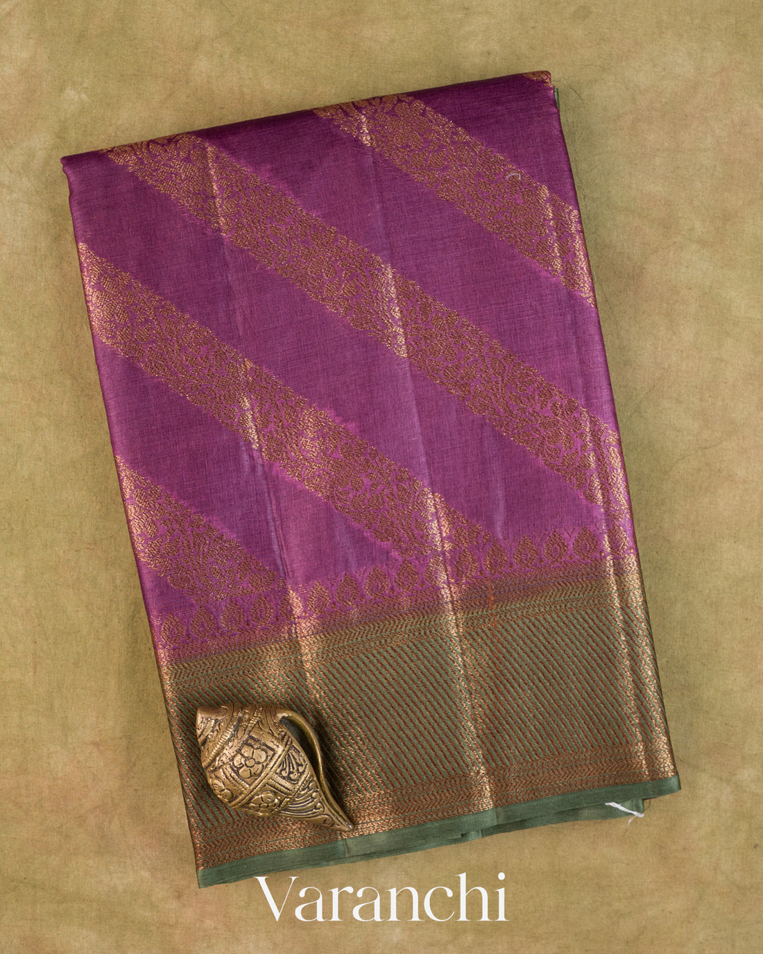 Purple Lehariya Pure Tussar Silk Saree