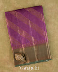 Purple Lehariya Pure Tussar Silk Saree