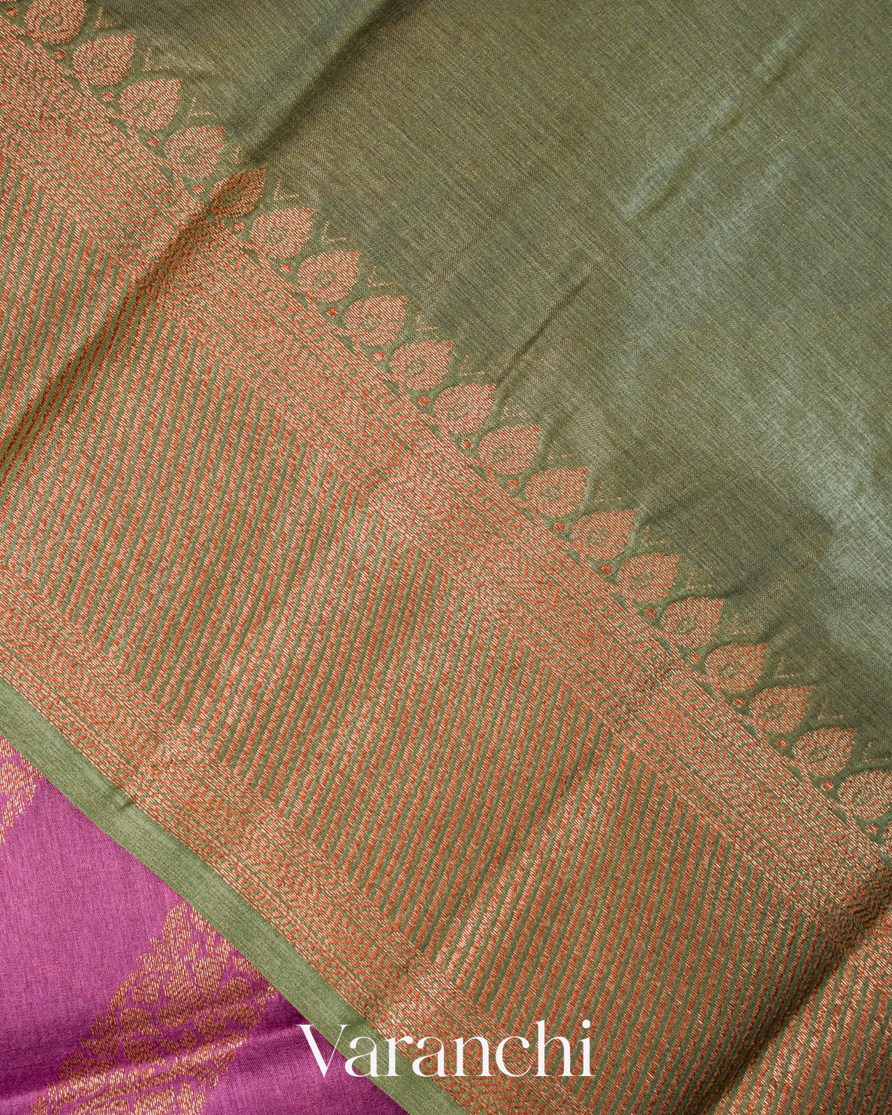 Purple Lehariya Pure Tussar Silk Saree