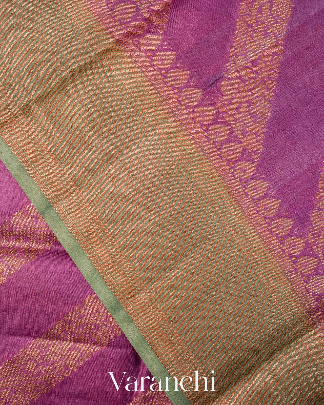 Purple Lehariya Pure Tussar Silk Saree