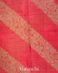 Coral Pink Lehariya Pure Tussar Silk Saree
