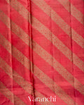 Coral Pink Lehariya Pure Tussar Silk Saree