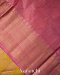 Mustard Yellow Lehariya Pure Tussar Silk Saree