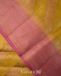 Mustard Yellow Lehariya Pure Tussar Silk Saree