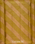 Mustard Yellow Lehariya Pure Tussar Silk Saree