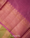 Olive Green Lehariya Pure Tussar Silk Saree