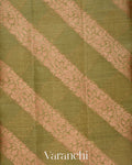 Olive Green Lehariya Pure Tussar Silk Saree